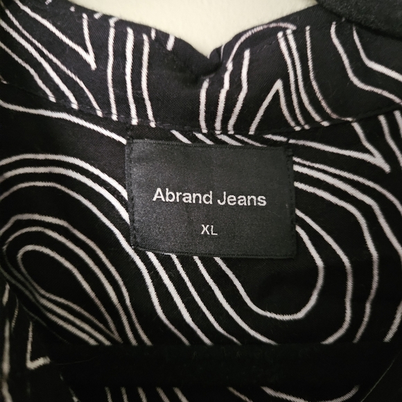 Abrand Jeans Mens Swirl Pattern Black & Cream Button-down Shirt size XL - Picture 4 of 5
